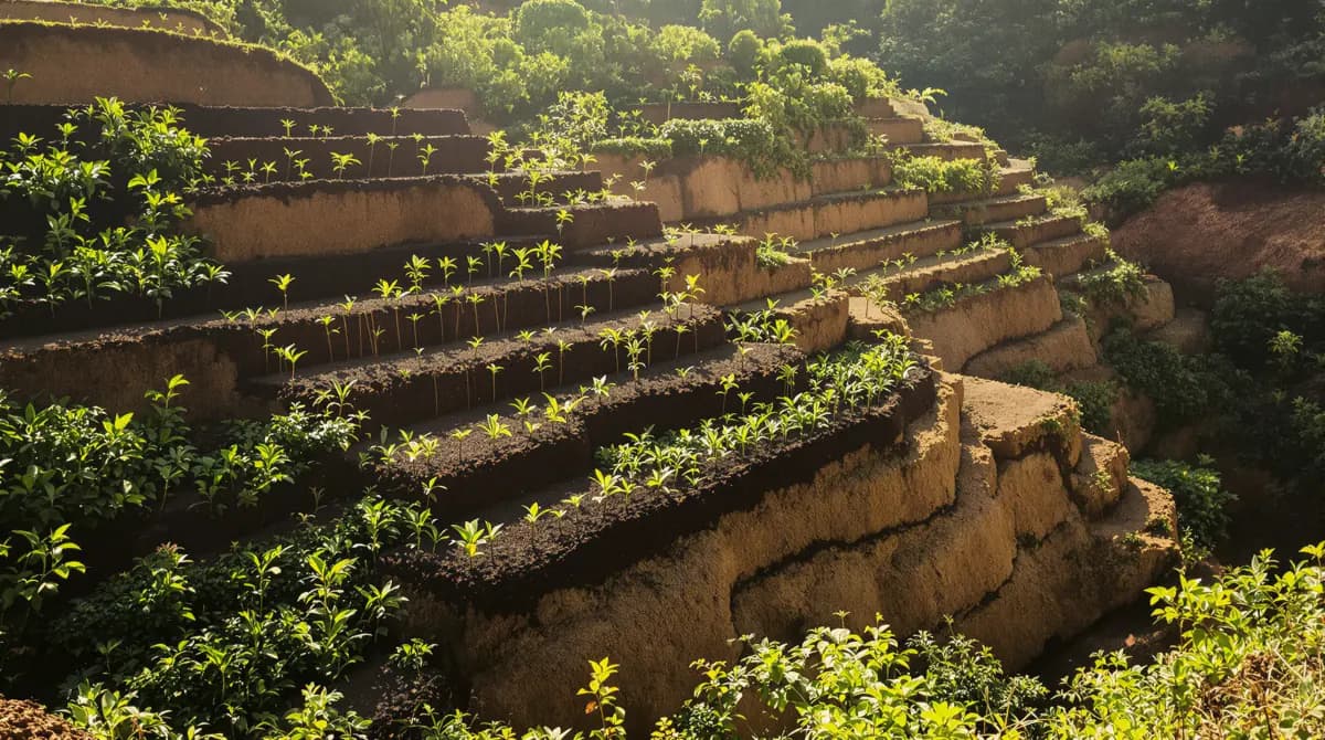 A hillside, before and after